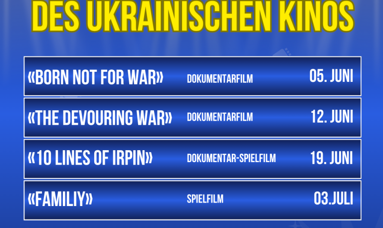 Zum Kinofestival Sommer des ukrainischen Kinos, Treff Café Odesa, Freitags um 18:00 Uhr.